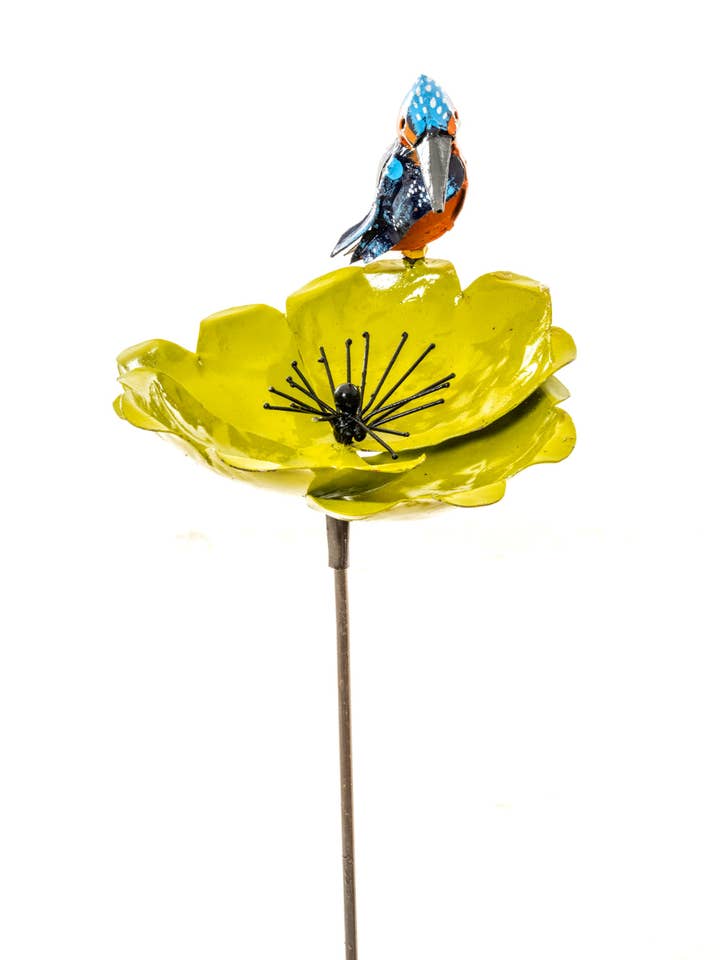 METALEN GROENE IJSVOGEL PAPAVERBLOEM voor wholesale door Zimba-Arts