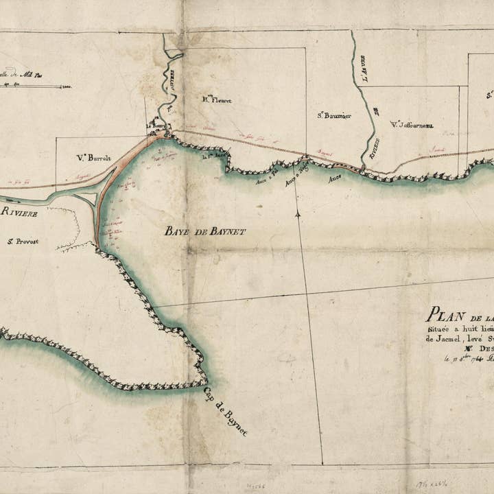 Relic Map Co. - Wholesale Map - Plan De La Baye De Baynet, Situeé a Hiut Leiues Sous Le Vent De Celle De Jacmel, Levé Suivant Les Ordres De Mr. D'Estaing Le 11 Ocbre. 1764