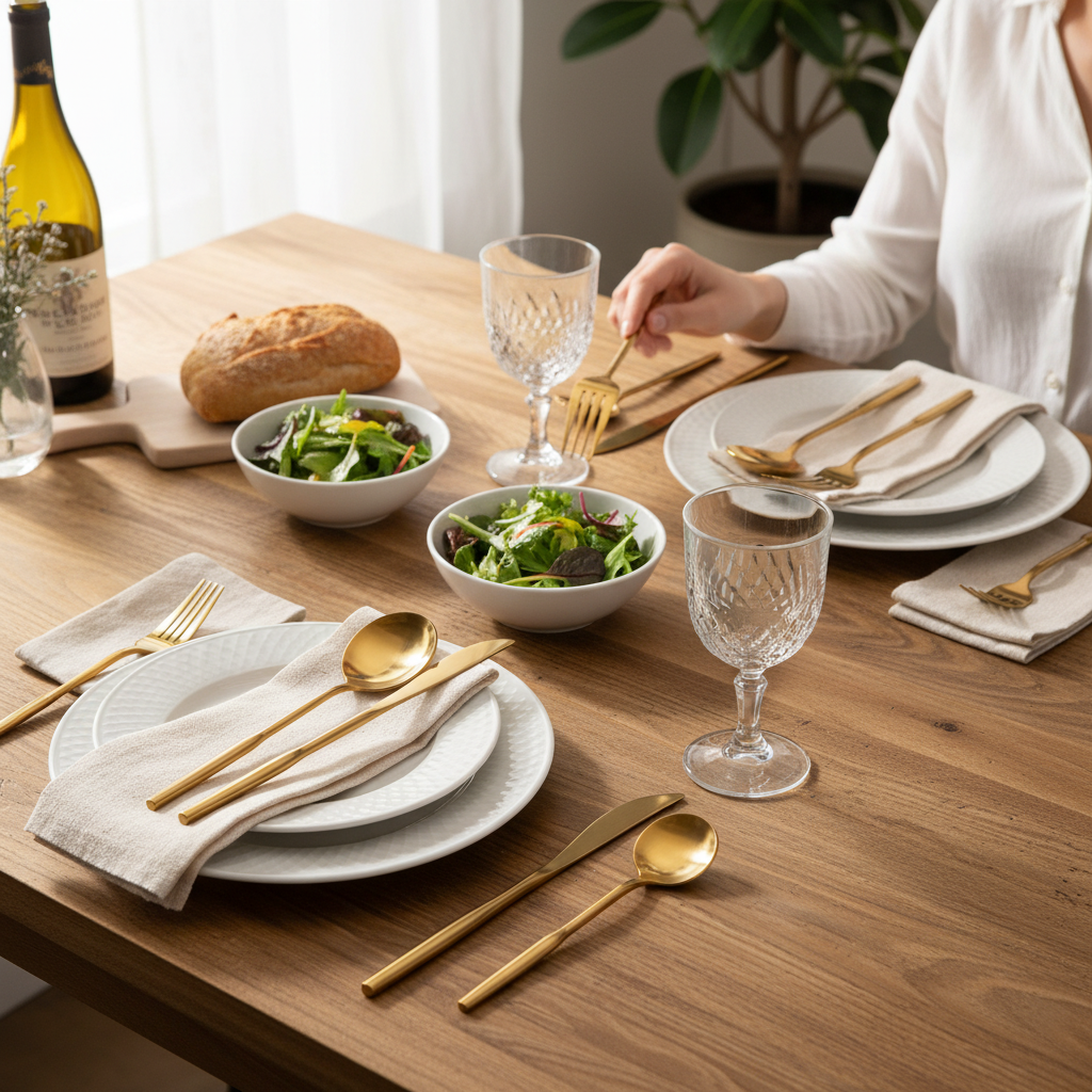 Kadra Kitchenware - Wholesale Flatware Set - Vikko Arlington Gold 18/10 Flatware 20Pc Set for 41