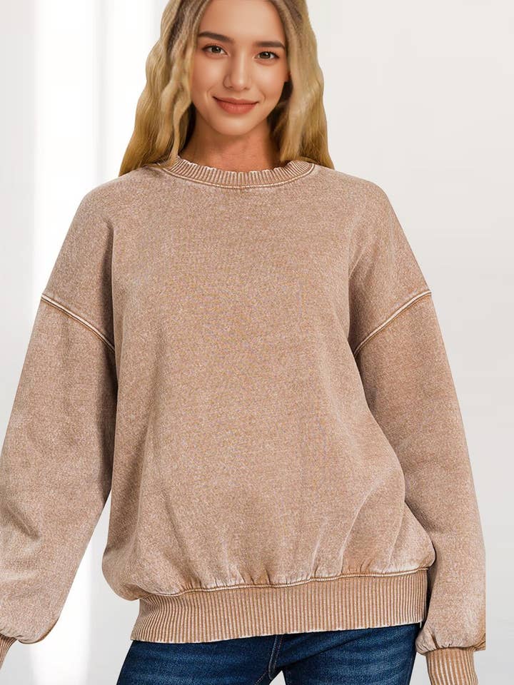 42POPS - Wholesale Sweatshirt - Women's - ',,,..Acid Wash Fleece Oversized Pullover1