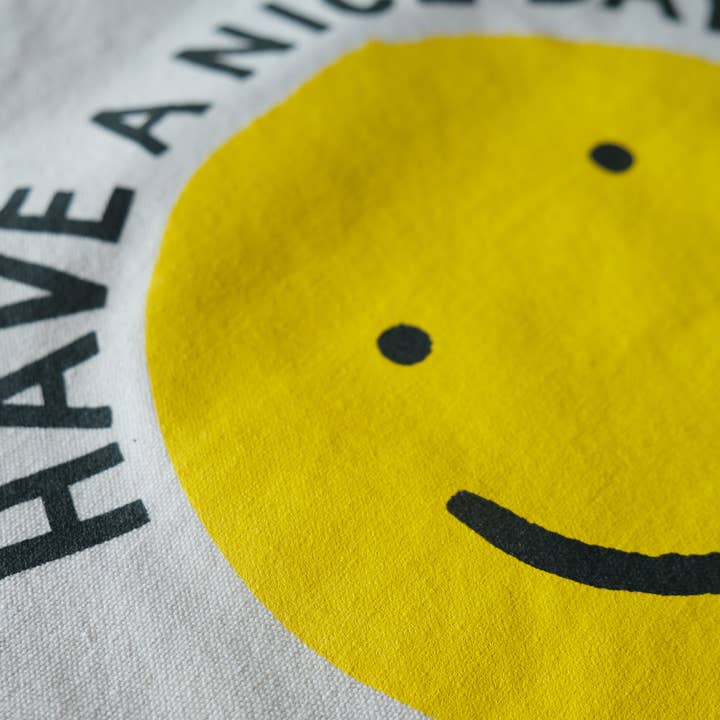 Idlewild Co. - Wholesale Tote Bag - Women's - Smiley Canvas Tote Bag with Vegan Leather Handles2