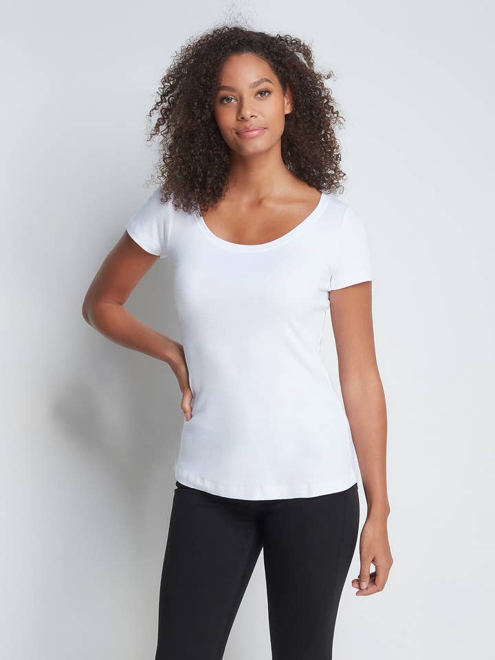Scoop Neck Cotton Modal Blend T-shirt for wholesale by Lavender Hill
