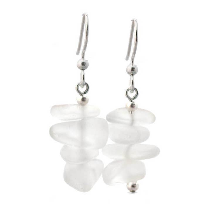 Crazyartgrrl Jewelry - Wholesale Dangle earrings - Clear Seaglass Nugget Earrings