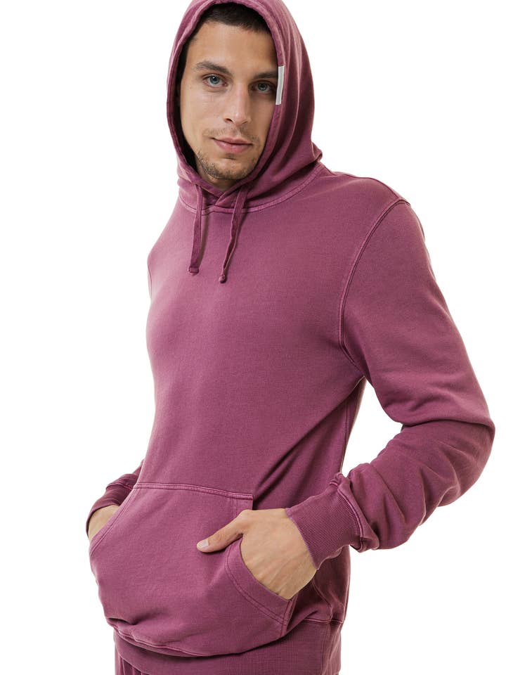 MAHA YOGI STONE HOODIE COFFEE YARN FRENCH TERRY - CHERRY for wholesale on Faire