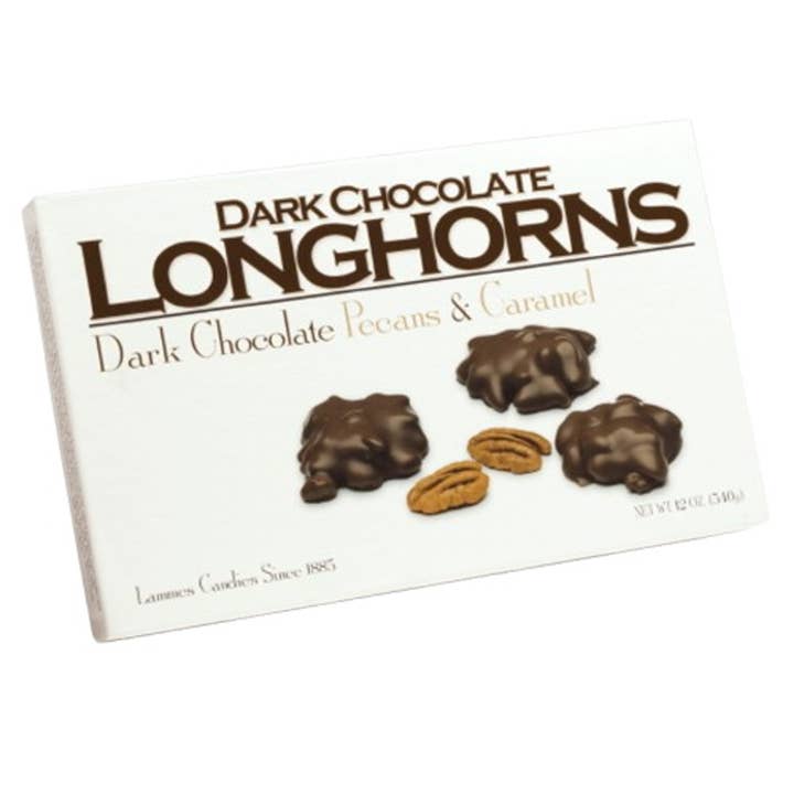 Longhorns Dark Chocolate 12 oz for wholesale by Lammes Candies