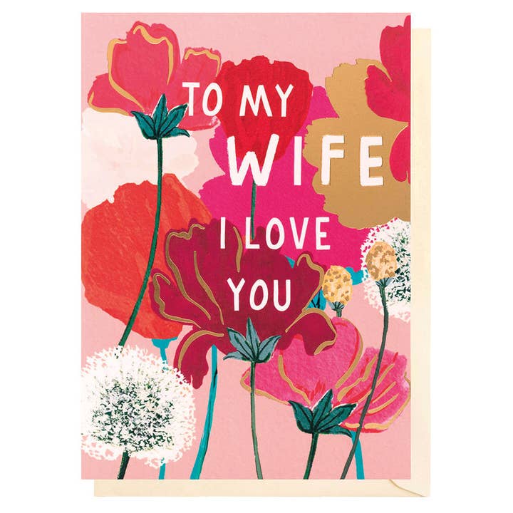 Love You Wife Flowers | Female Birthday Card | Anniversary for wholesale by Louise Tiler