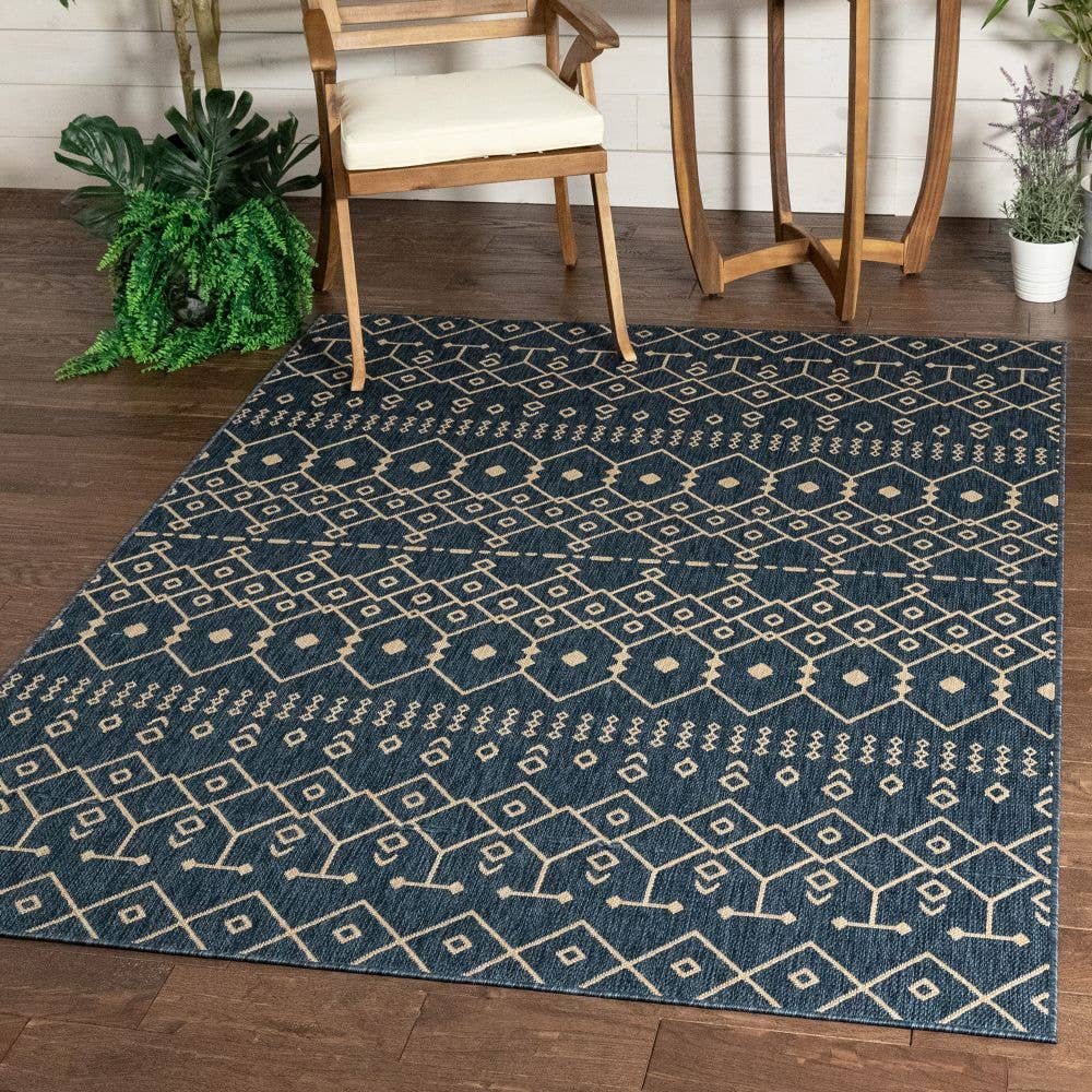 Well Woven - Wholesale Area Rug - Nord Moroccan Tribal Indoor Outdoor Blue Flatweave Rug12