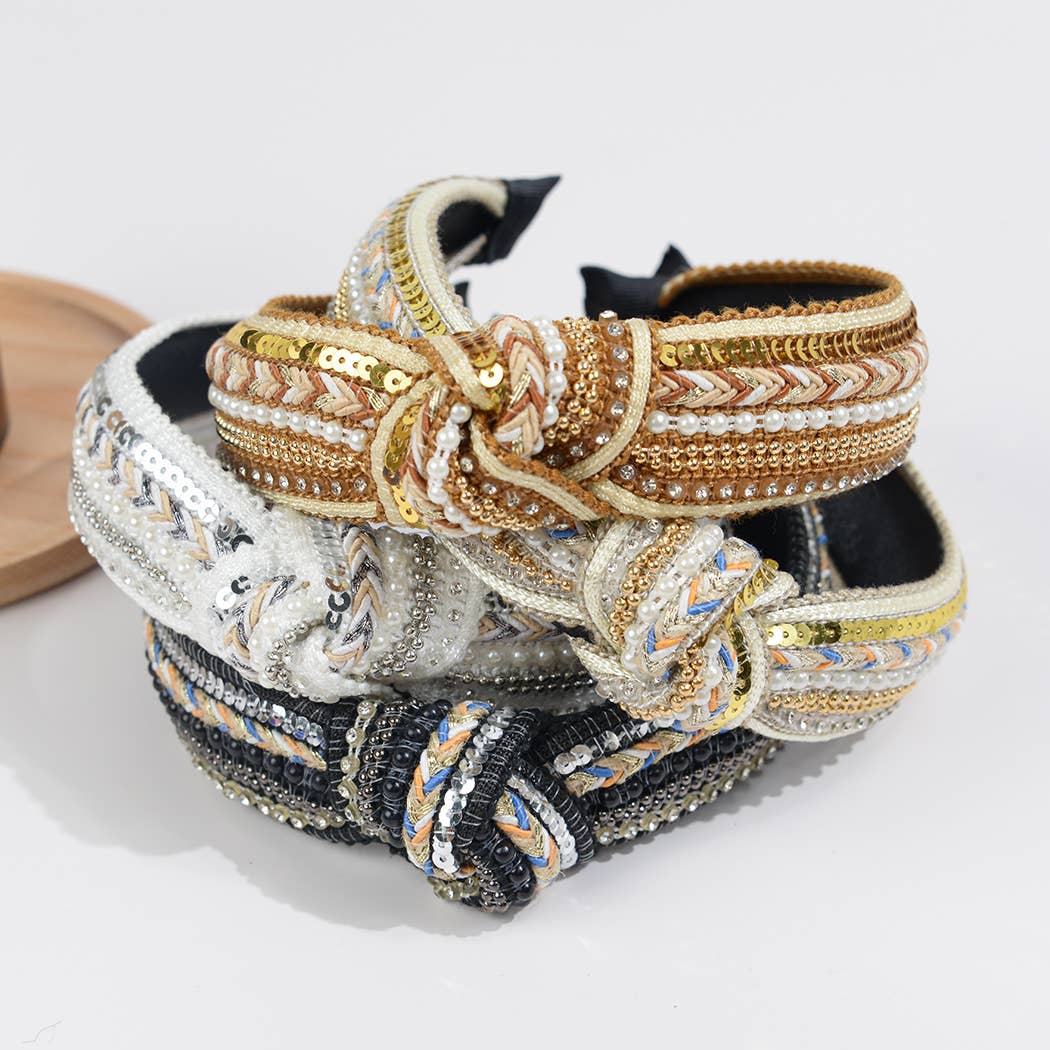 TheDivaSoap - Wholesale Fashion Headband - Women's - Ethnic Rhinestone Knotted Headband3
