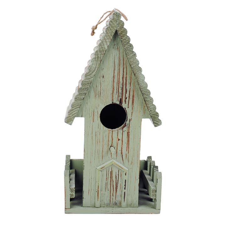 Will's Company - Wholesale Bird House - Rustic Wood Birdhouse w/ Picket Fence & Clean Out Door