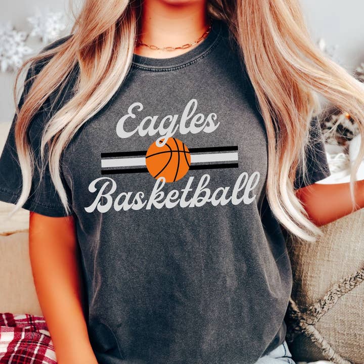 Retro Basketball Comfort Color Shirt - Personalized Team Tee for wholesale by La Bella Rose Boutique