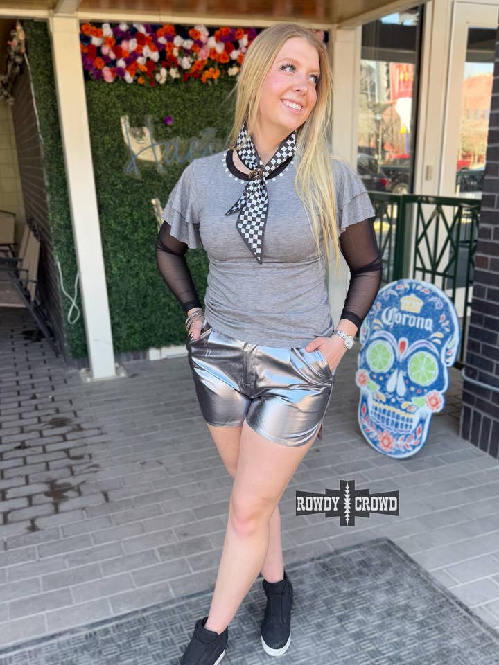 Rowdy Crowd Clothing - Wholesale Shorts - Women's - Marfa Metallic Shorts2