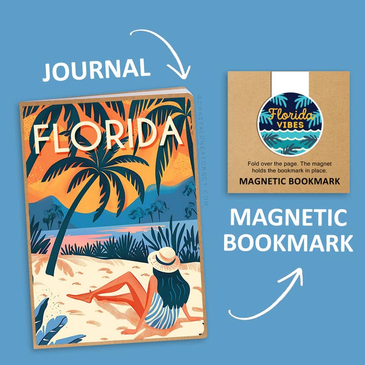 Florida Beach Journal with Florida Magnetic Bookmark for wholesale by Coastal Creators of Connecticut