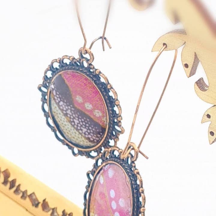 Brincos de gota oval de cobre ancara selados em resina por atacado de Akrasiboutique