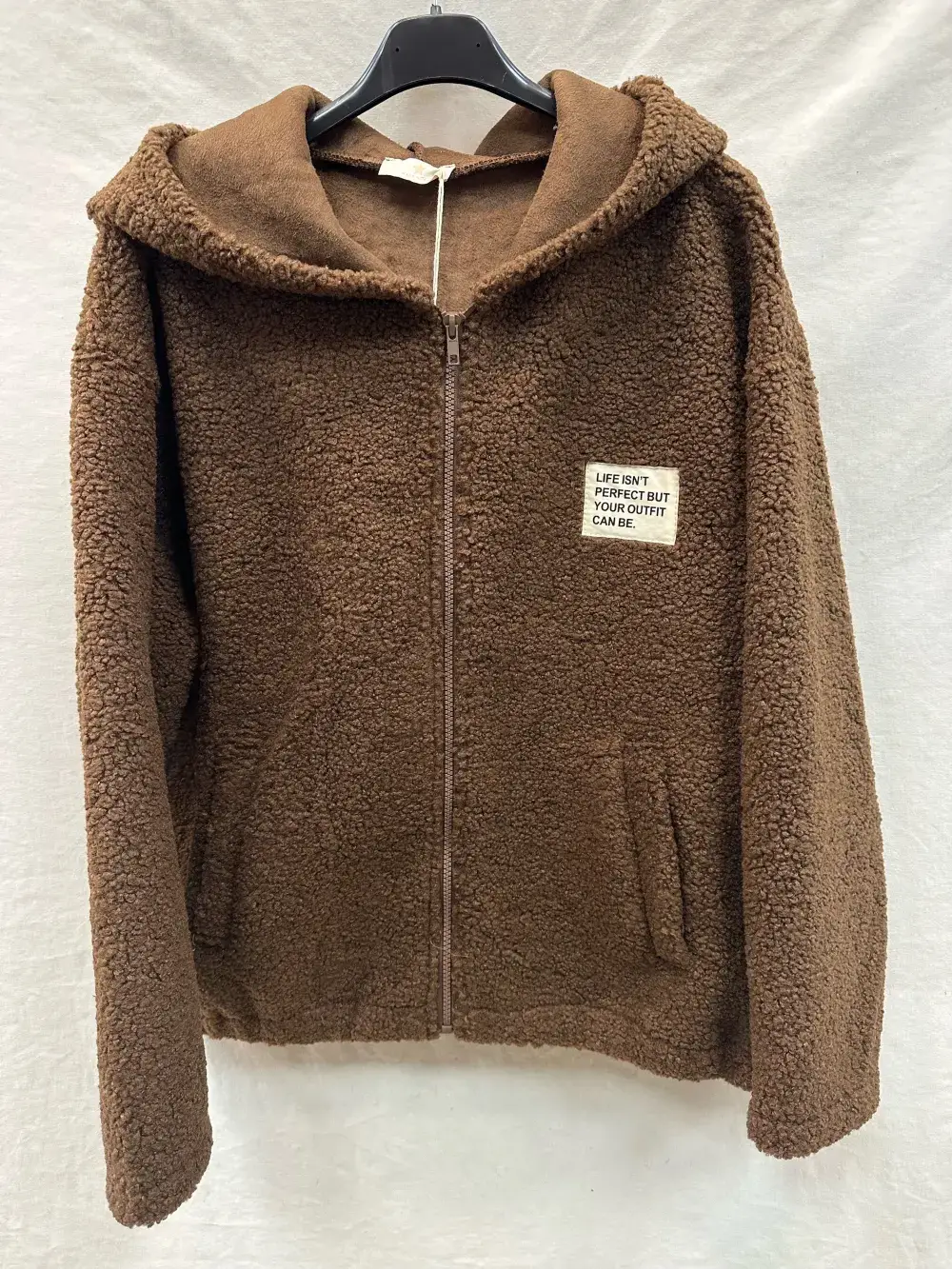 Mimi & Gogo - Wholesale Jacket - Women's - Fleece Hooded Jacket With Zip @3408_VeZipEcusson2