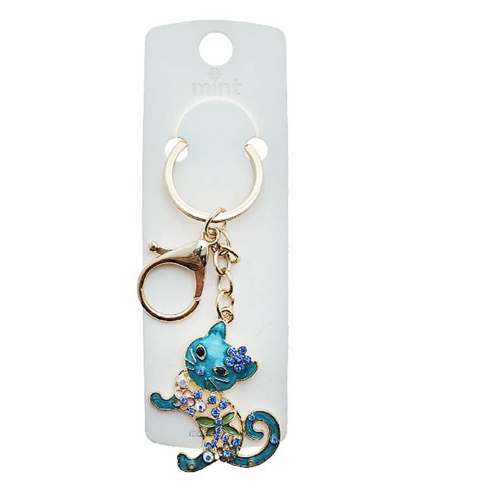 Enamel Flower Cat Keychain for wholesale by Atlas Fashion