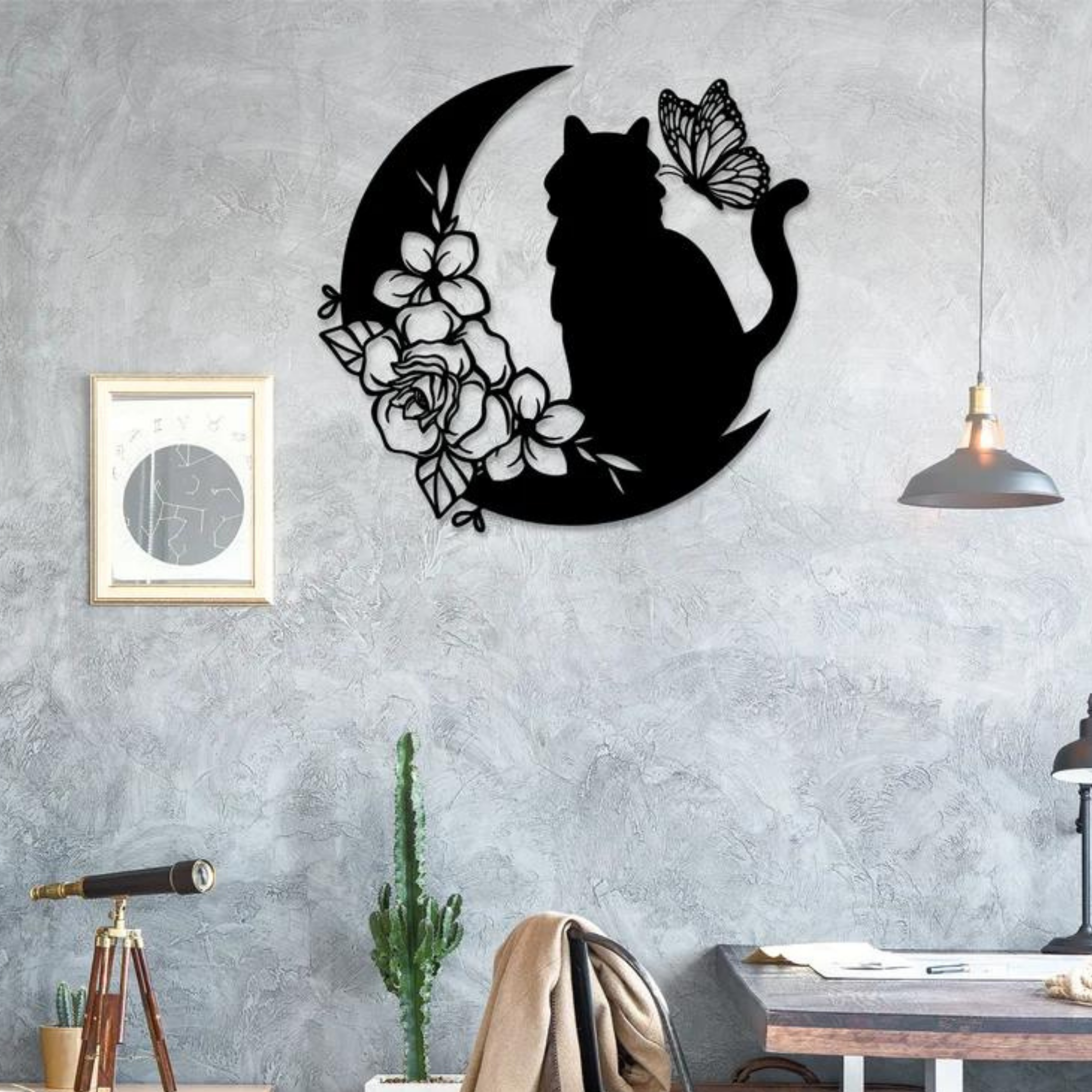 Glow Neon – wholesale Wall Accent – Cat And Flower Metal Sign, Business Wall Decor, Wall Sign2
