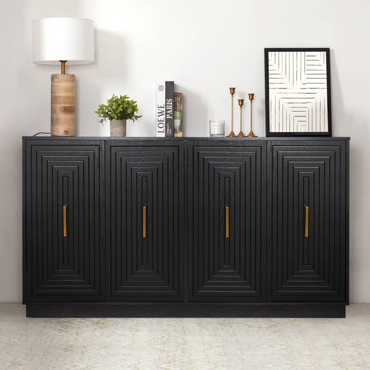 Heynemo - Wholesale Cabinet - 60'' Large Buffet Cabinet with Storage, Fluted Sideboard wit