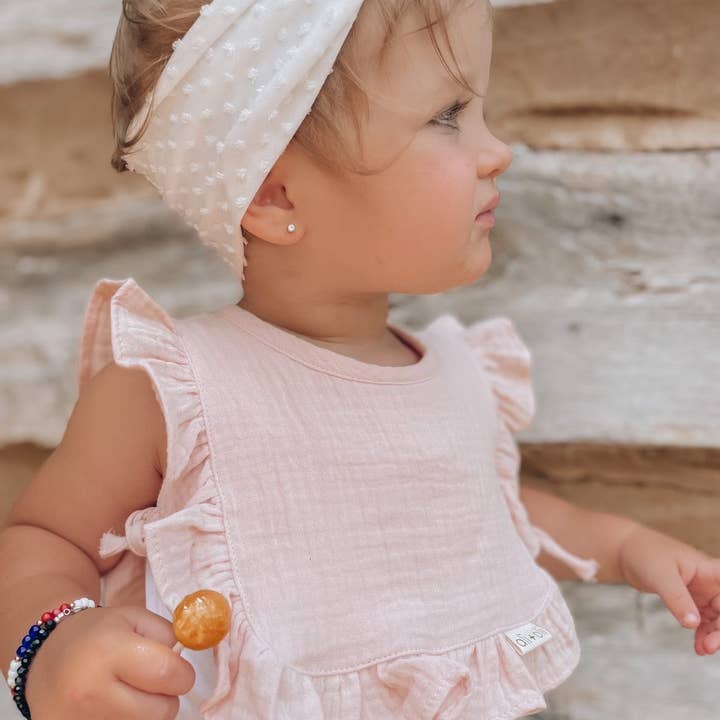Ali+Oli - Wholesale Baby Bib - Baby - Muslin Cotton Ruffle Baby Bib (Pink)12