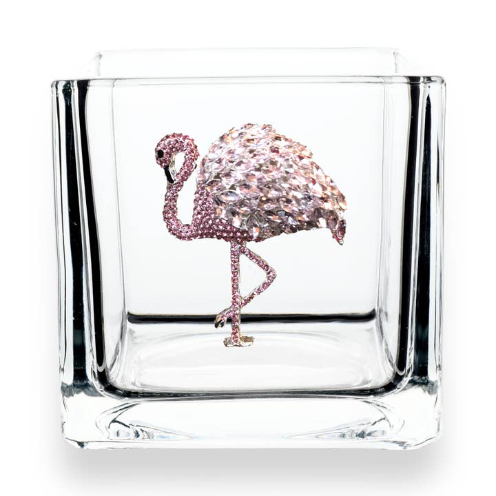 The Queens' Jewels® – Großhandel Kerzenhalter – Flamingo Jeweled 4x4 Kerzenhalter Vase0