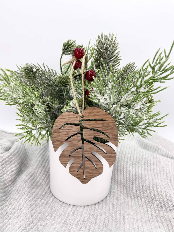 Monstera Leaf Ornament - Plant Lover Ornament - Gardener Gif for wholesale by Engraved Chaos