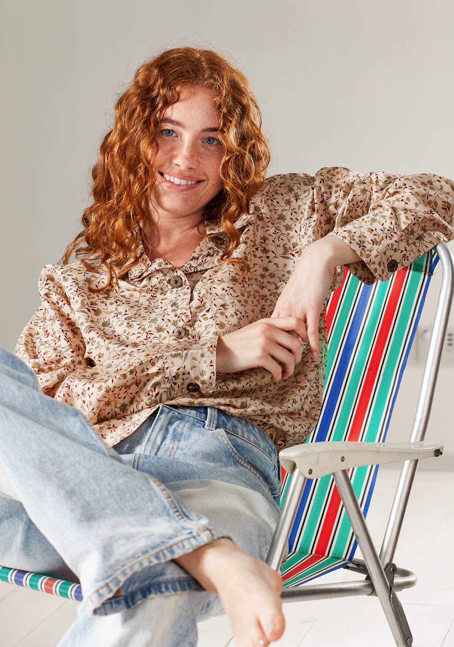 Namaste - Vente Chemise à col boutonné – femme - Chemise oversize à manches longues en sari recyclé1