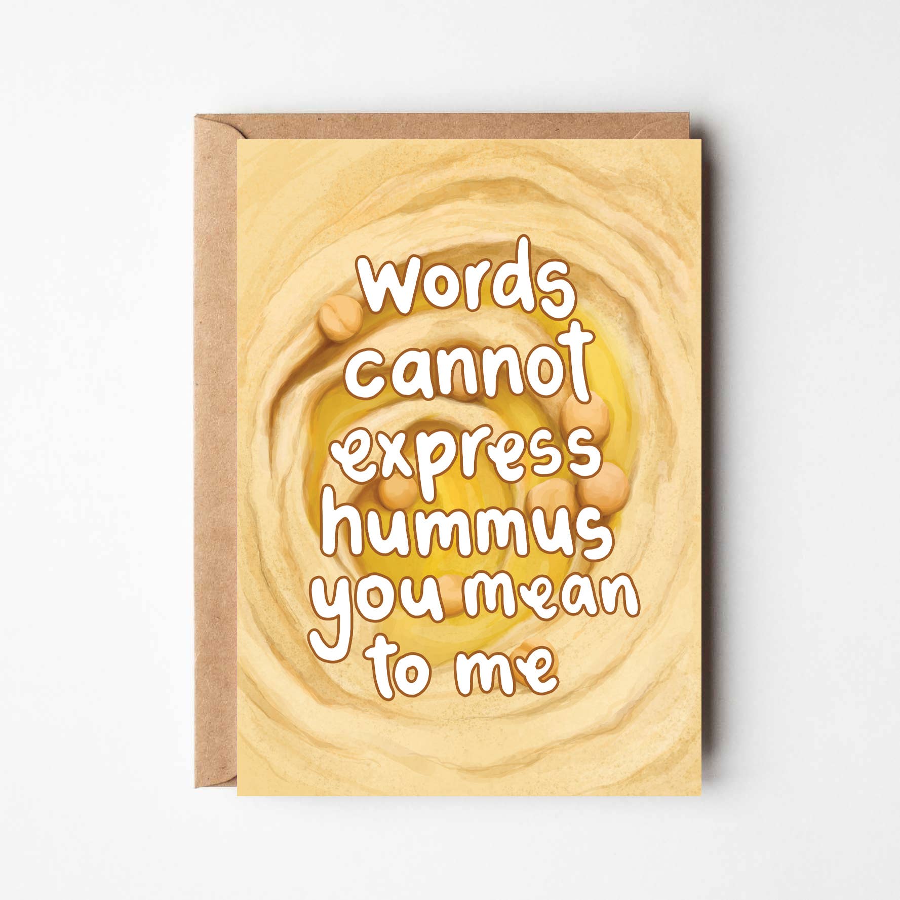 Katie Tinkler illustration - Vente Cartes de déclaration d'amour - Carte de vœux Words Cannot Express Hummus sur le thème de l'amour drôle
