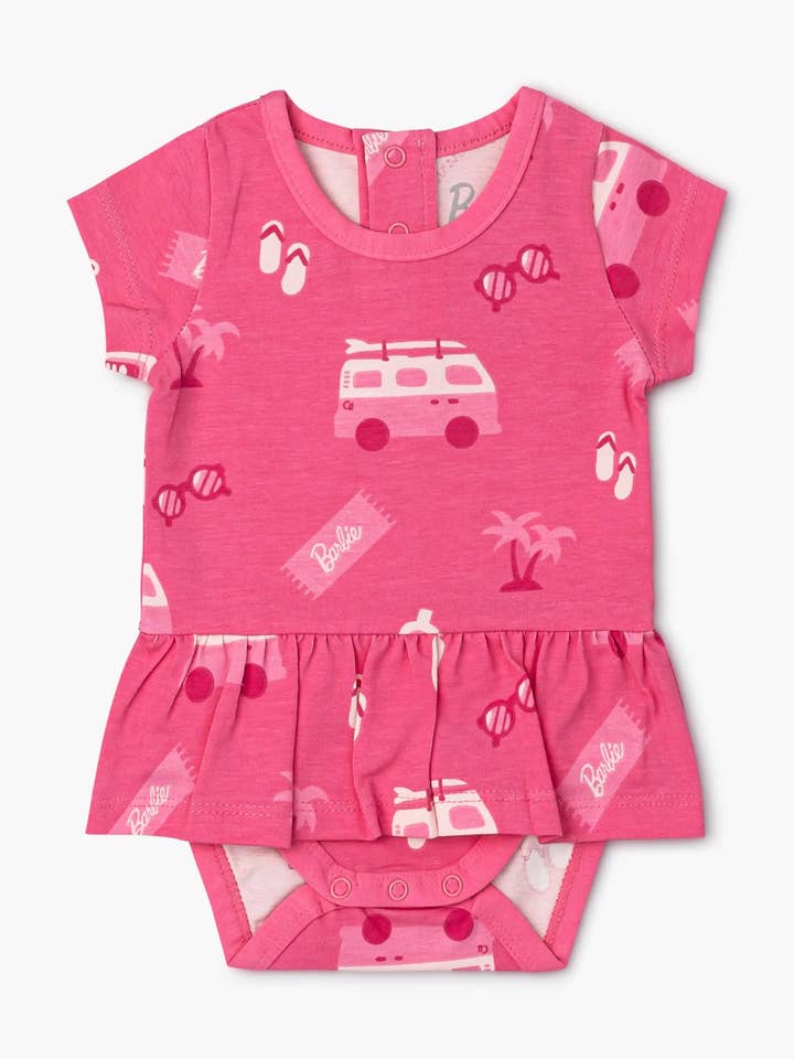 WARBaby Korte Mouw All Dressed Up Rompertje_Malibu Barbie™ voor wholesale door Monica + Andy