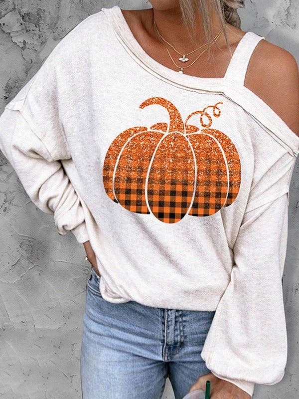 SALINA TRADING INC - Wholesale Graphic Sweatshirt - Women's - Halloween Women Cool Shoulder Sweatshirt with 3D Effect10