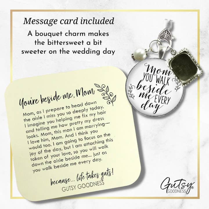 Gutsy Goodness - Wholesale Individual Charm/Pendant - Mom Memorial Wedding Bouquet Picture Frame Charm for Bride