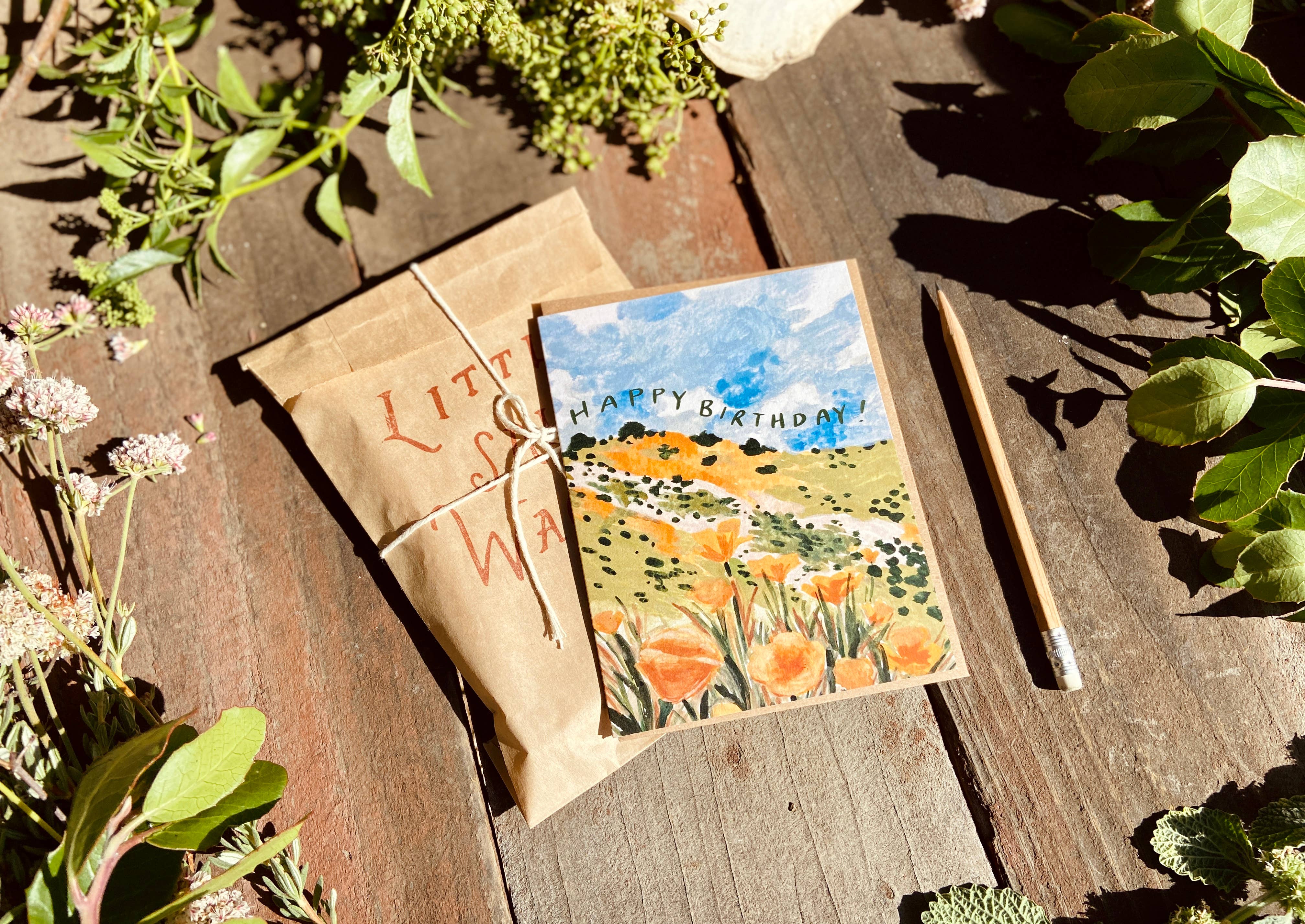 Little Salt Wagon – Großhandel Geburtstagskarten – California Golden Poppy Wildflower Happy Birthday Karte4