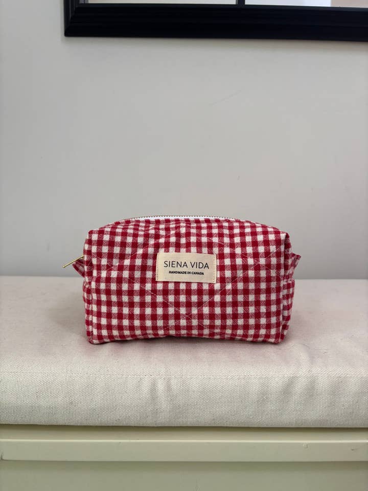 Red Gingham Quilted Pouch - Small for wholesale by Siena Vida