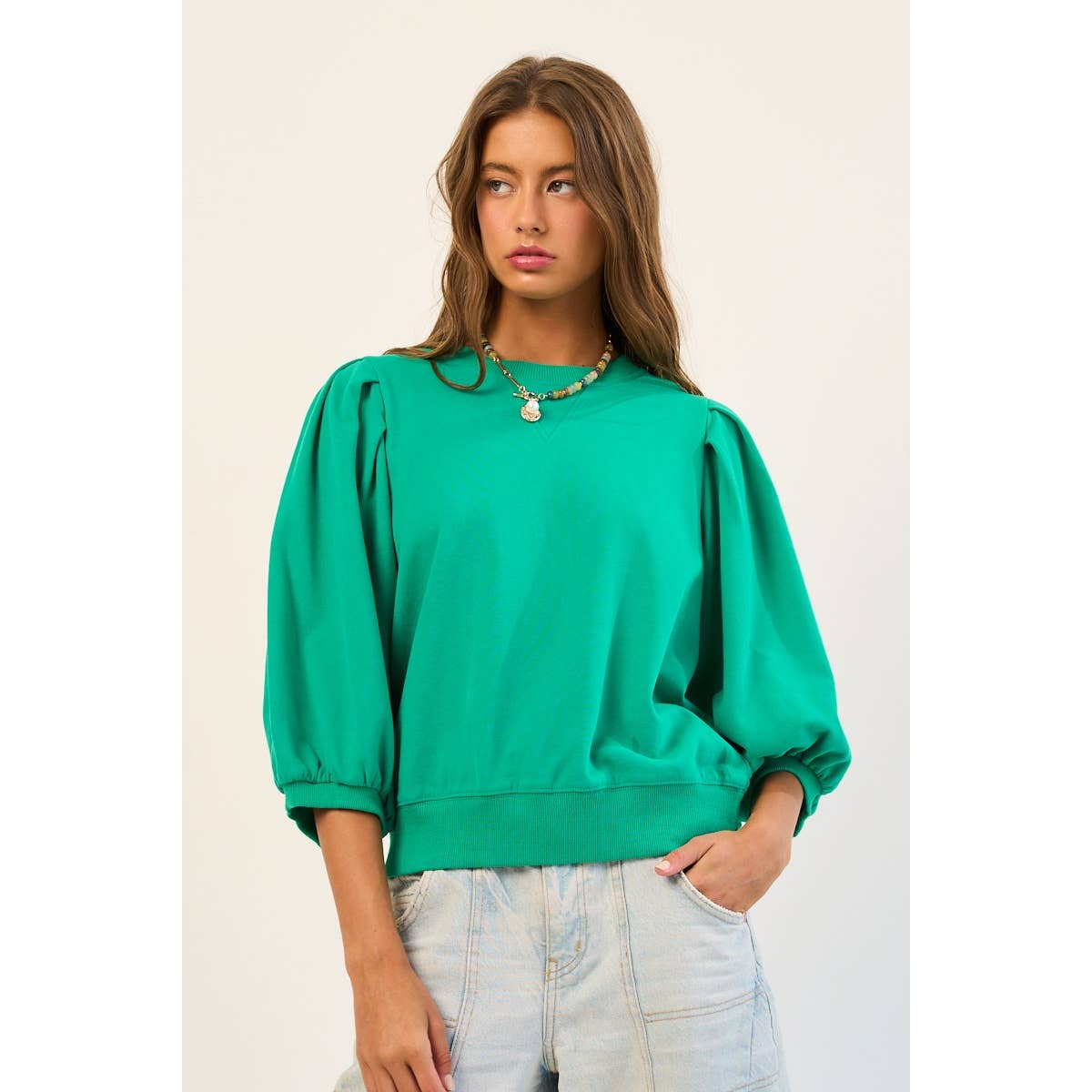 The GREii - Wholesale Sweatshirt - Women's - Premium French Terry Puff Sleeve Pullover21