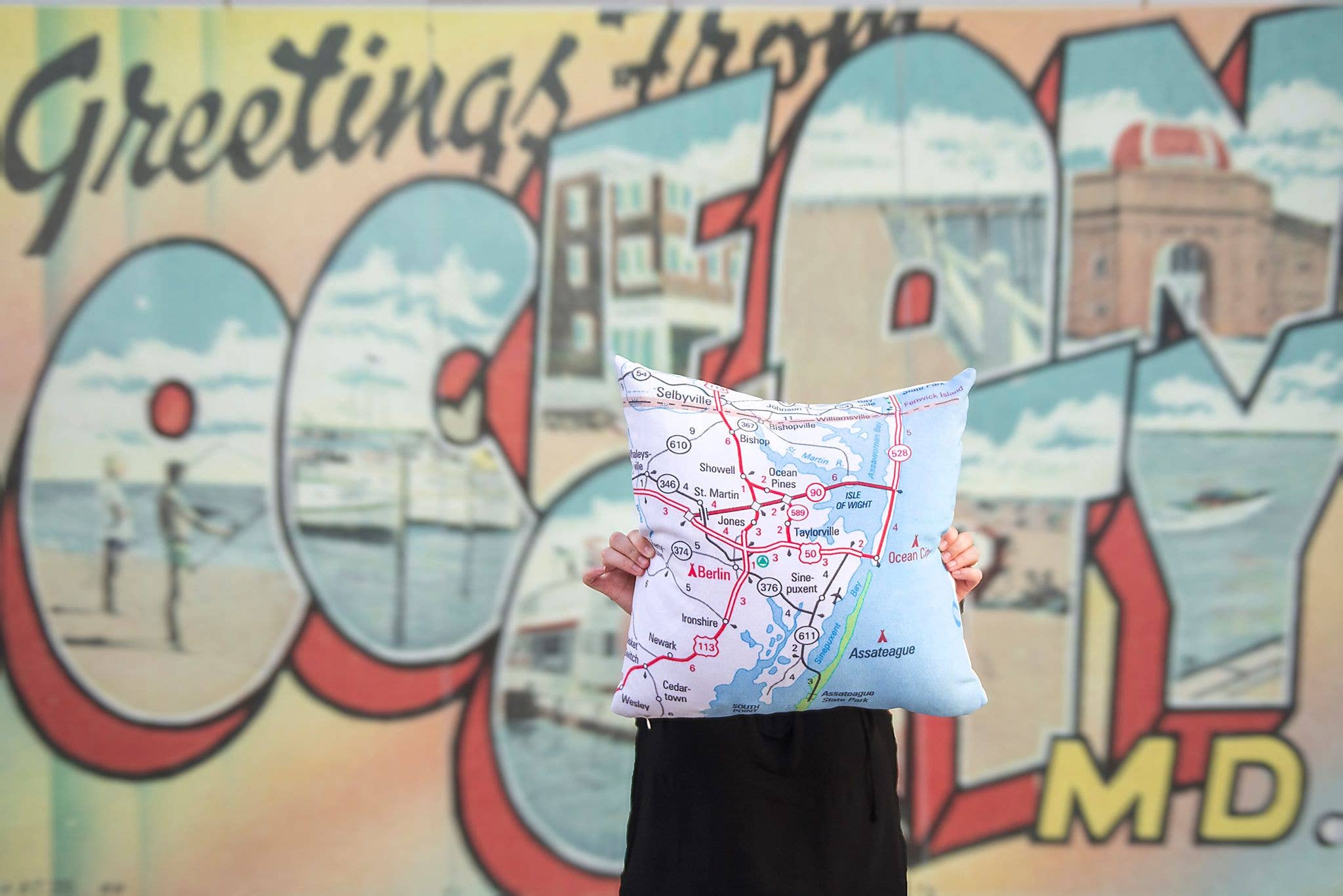 Daisy Mae Designs - Wholesale Throw/Decorative Pillow - Custom Map Pillow Decorative Throw Pillow Choose Any Town18