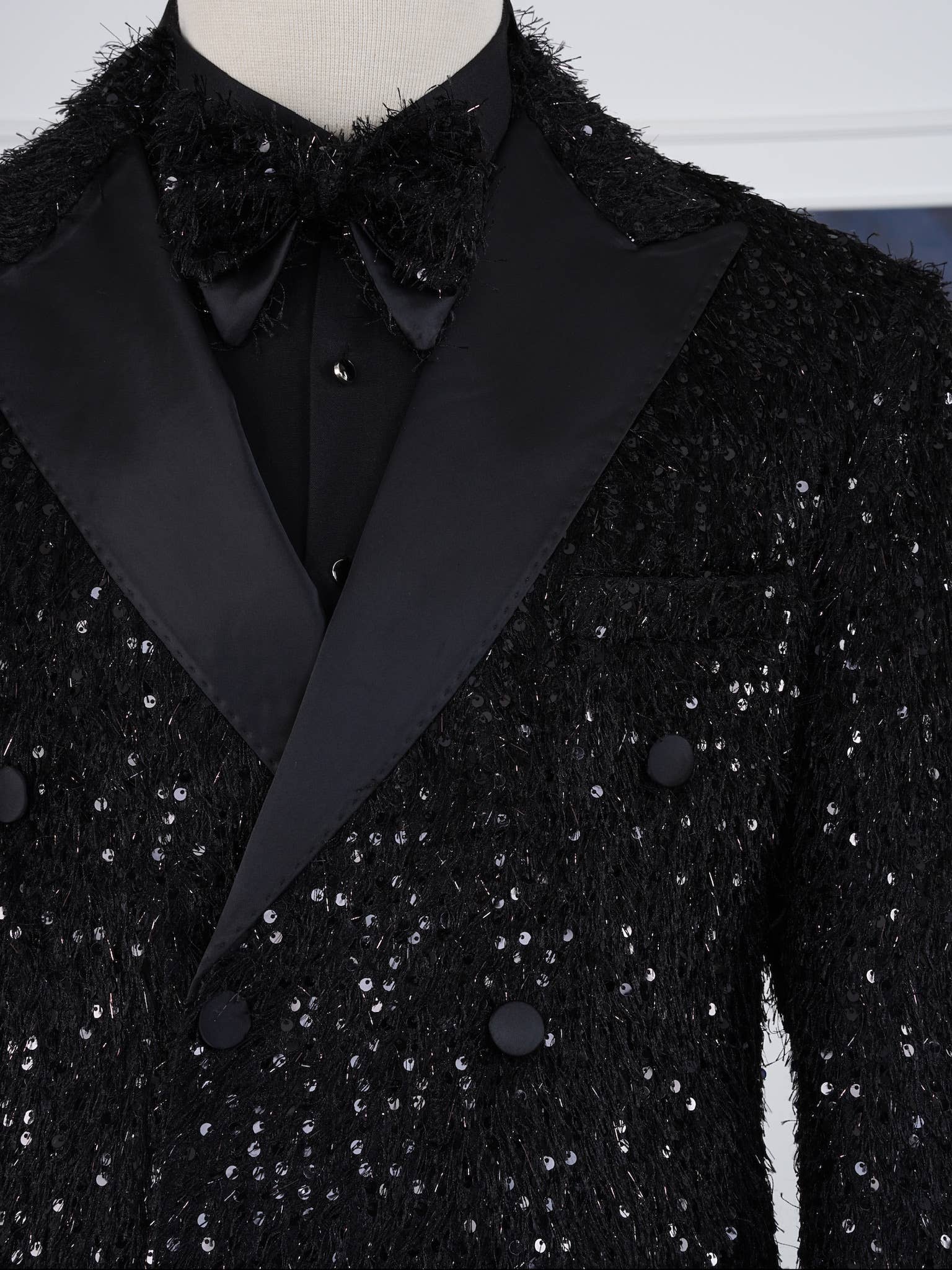 parez suits – Smoking - Homem por atacado – O Smoking de Veludo Preto com Lantejoulas da Edição Limitada de Luxo Noire2