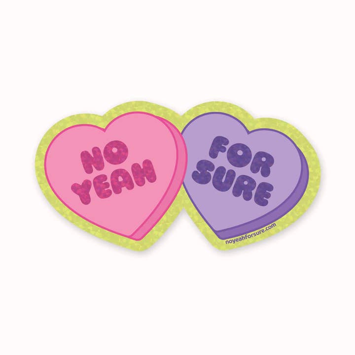 Nessun Sì Sicuro Cuori di Conversazione Adesivo Glitterato per la vendita all'ingrosso da parte di No Yeah For Sure