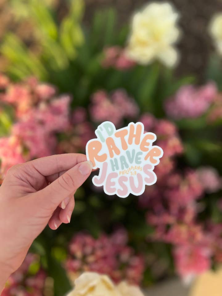 I'D RATHER HAVE JESUS STICKER for wholesale by Created With Purpose Co.