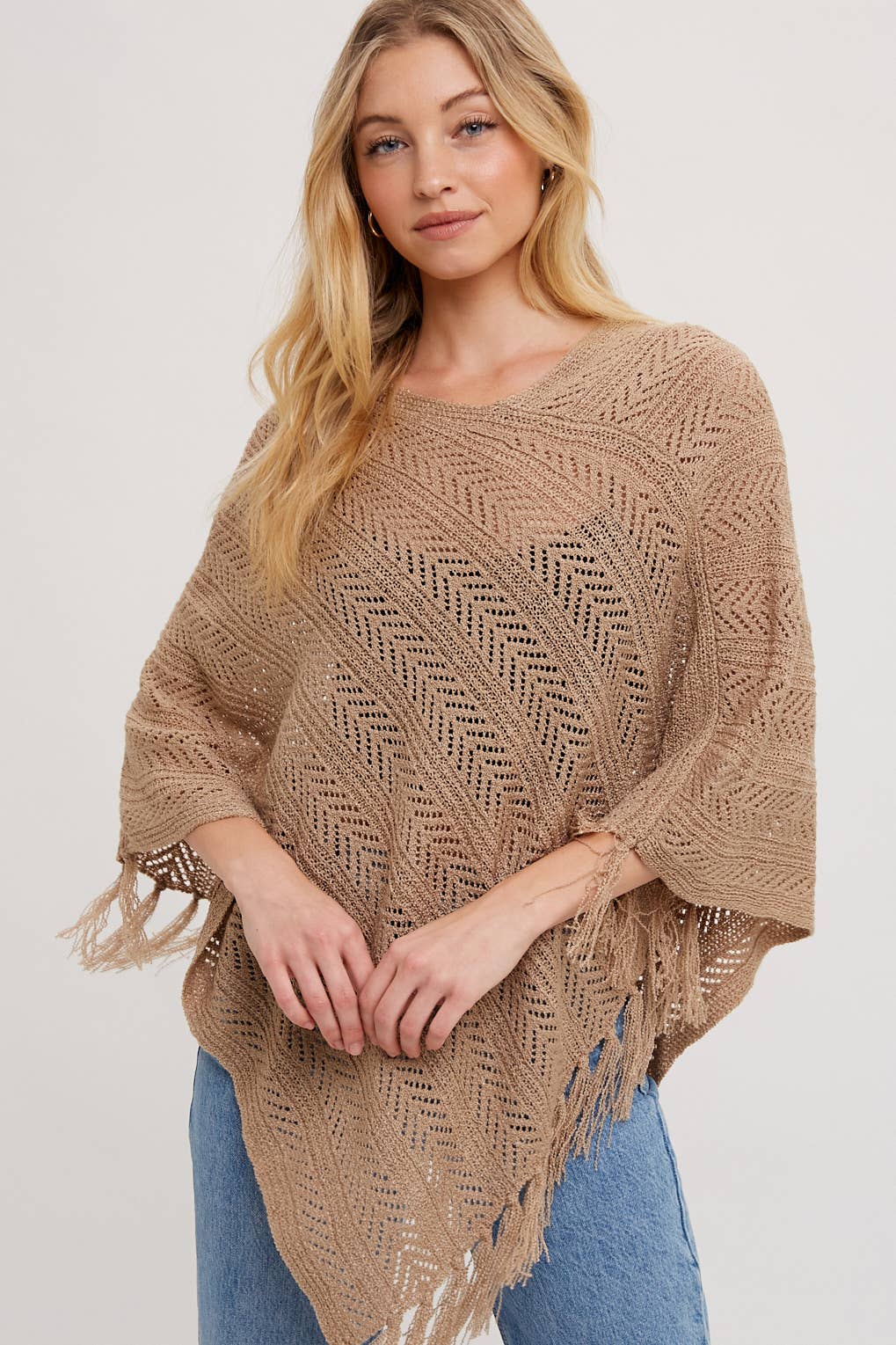 Bluivy – wholesale Poncho – Women's – OPEN-KNIT FRINGE PONCHO13
