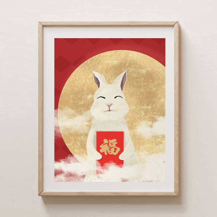Pawssionate Art - Wholesale Art Print - Lucky Rabbit Art Print, Lunar New Year 2023, Cute Wall Art0