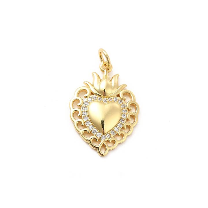 The Charm Bar Company - Wholesale Individual Charm/Pendant - *Gold Sacred Heart Charm