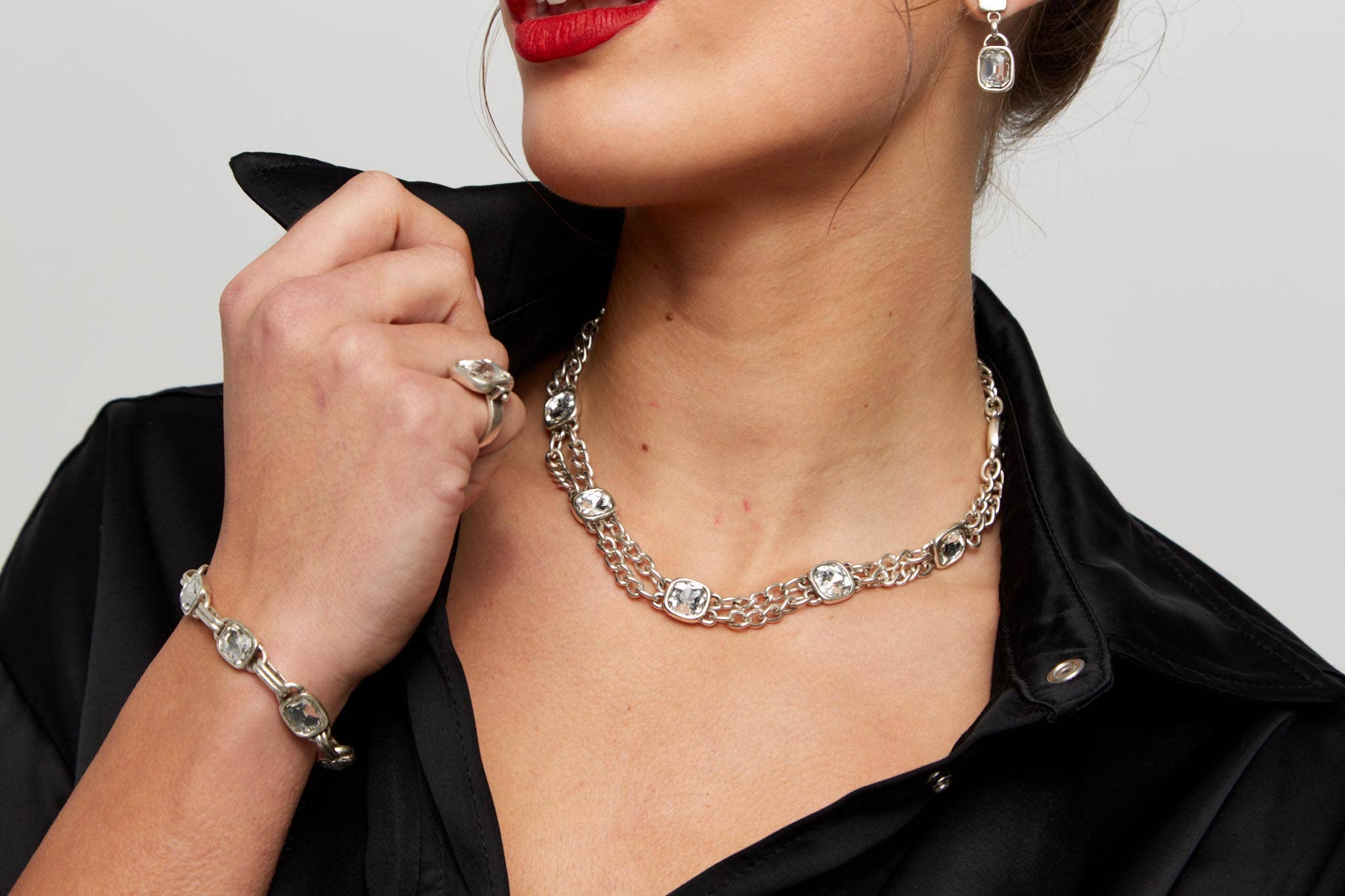 Chanour - Vente Bracelets maillon et chaîne - Bracelet en étain et cristal fait main - 29283