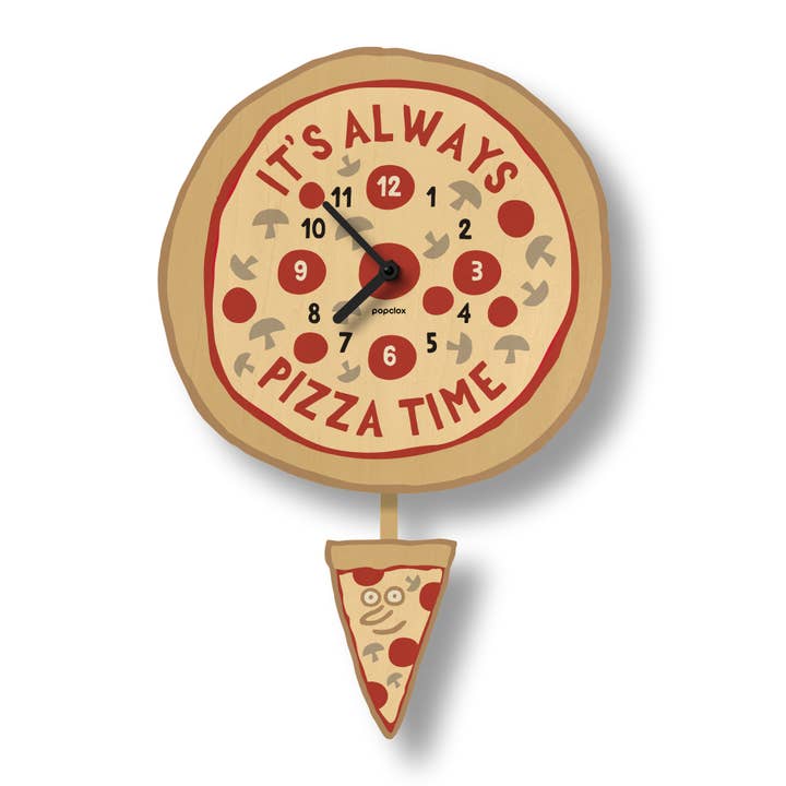 Horloge à pendule Pizza Time - Bois pour la vente par Popclox