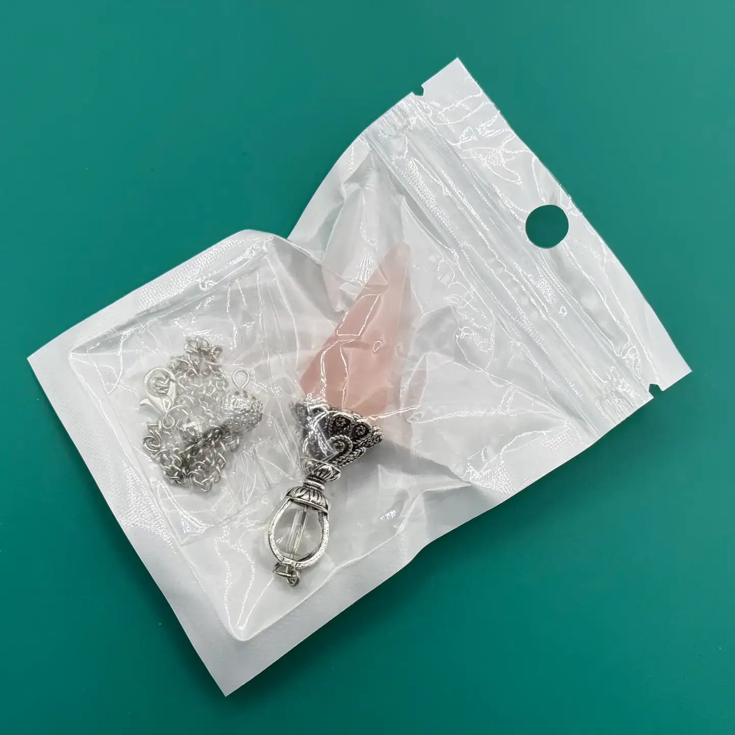 Meraki Gemstones - Wholesale Spirituele steen/kristal - Dubbele kap pendels met zilveren plaatketting3