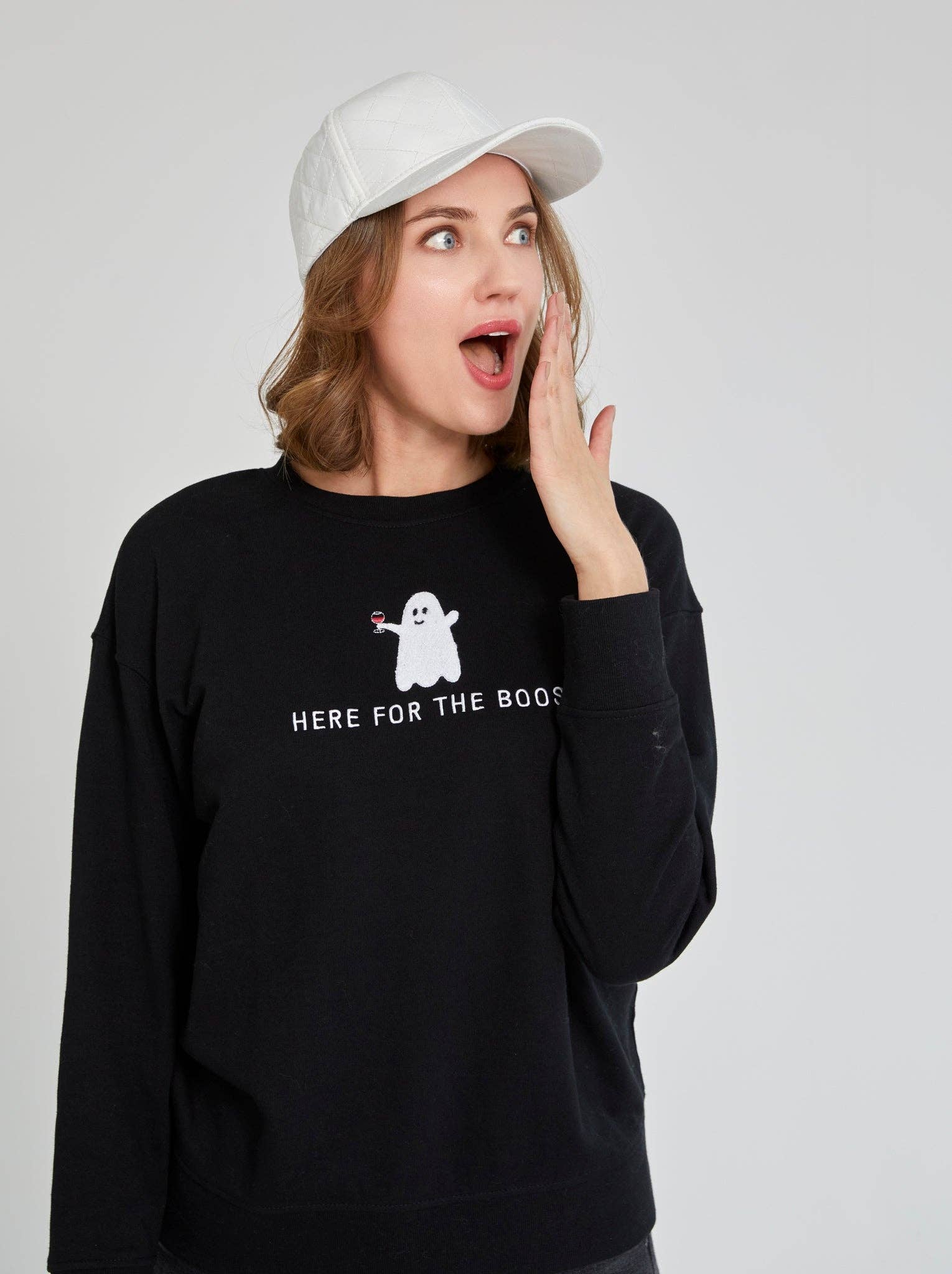 Shiraleah - Wholesale Sweatshirt - Women's - "HERE FOR THE BOOS" SWEATSHIRT, BLACK1