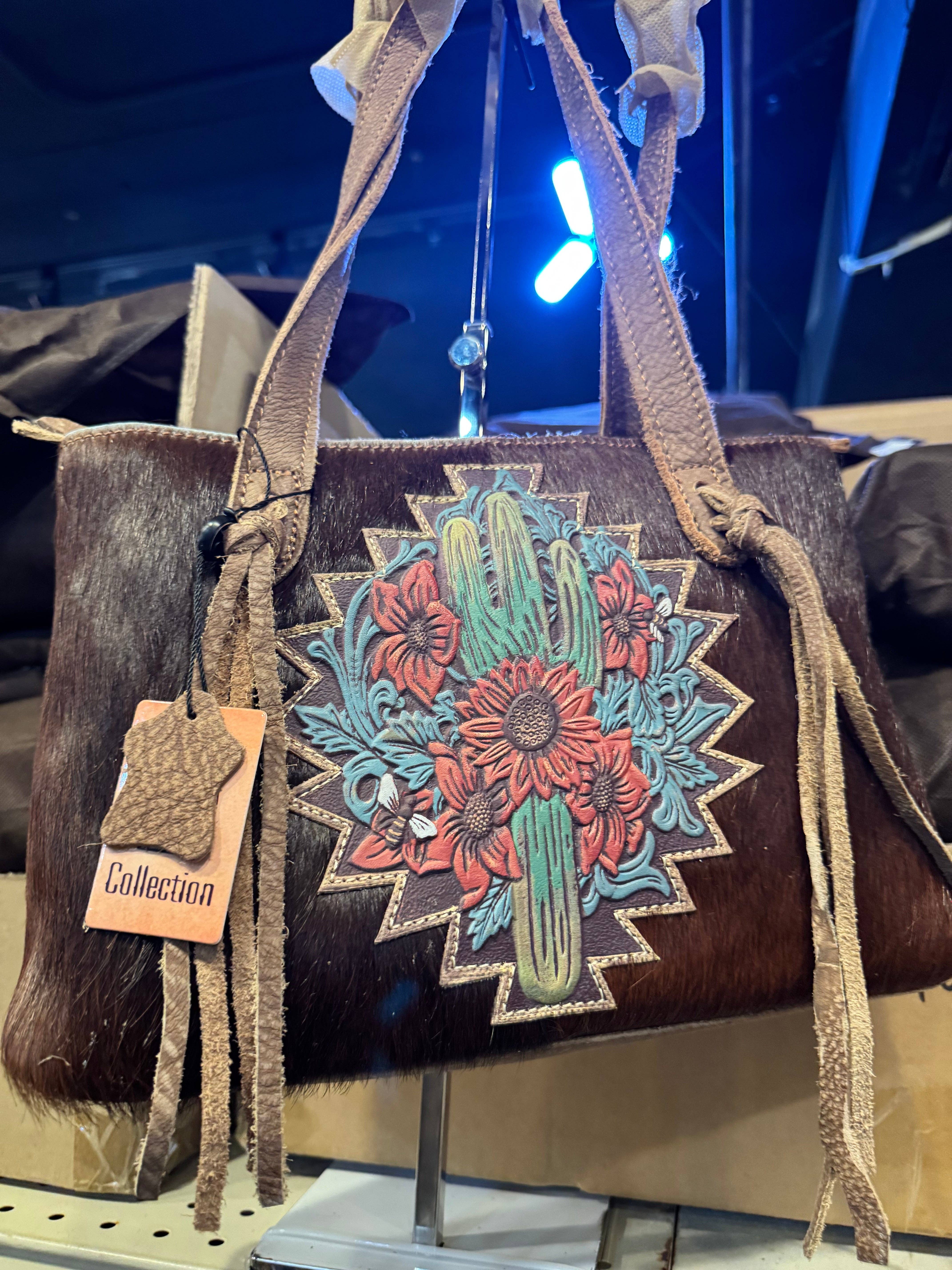 Broads Market - Vente Tote bag – femme - BA2842 Sac en cuir de vachette gravé cactus5