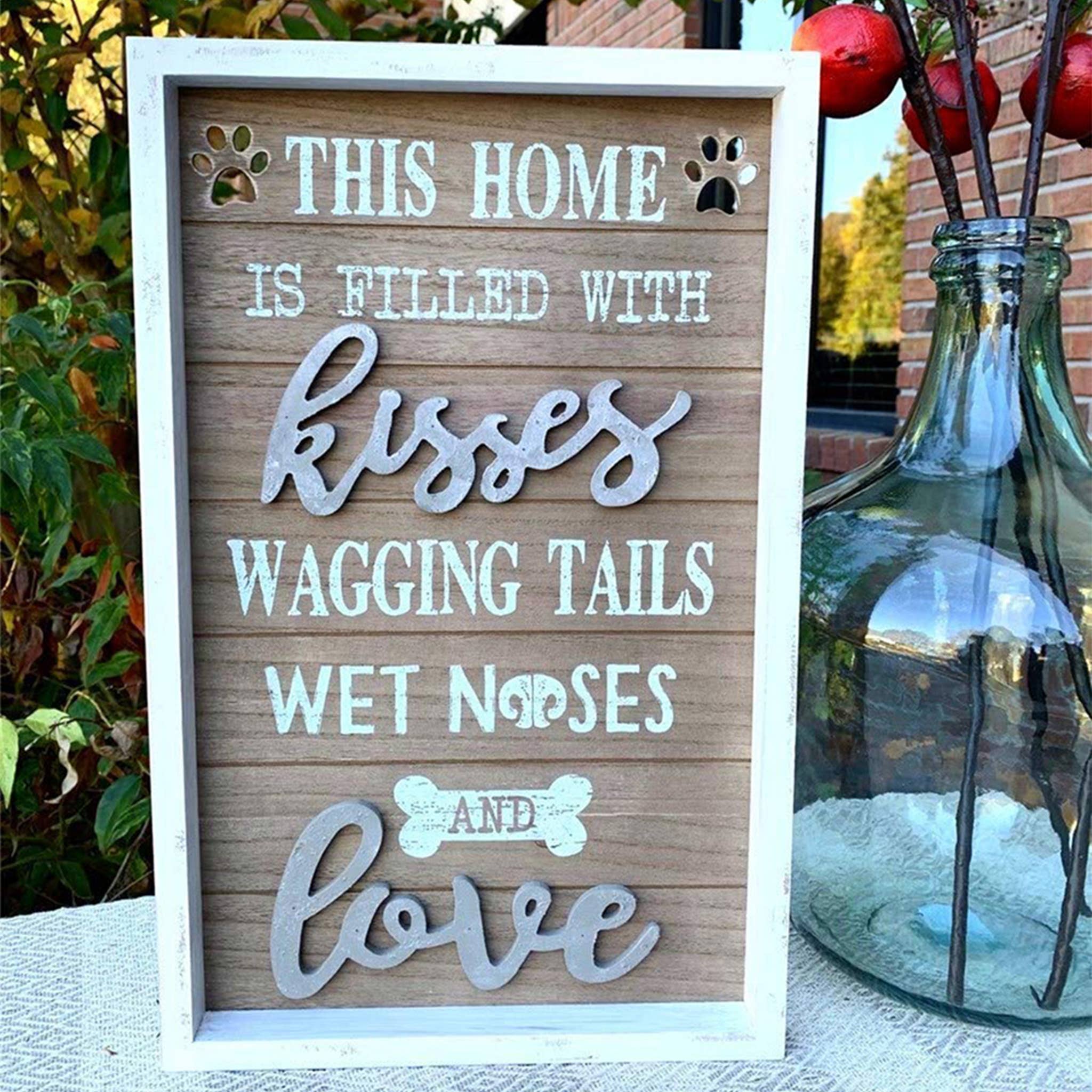 Paris Loft Inc - Wholesale Sign - Love Pet Rustic Wood Framed Wall Sign 12"x19"1