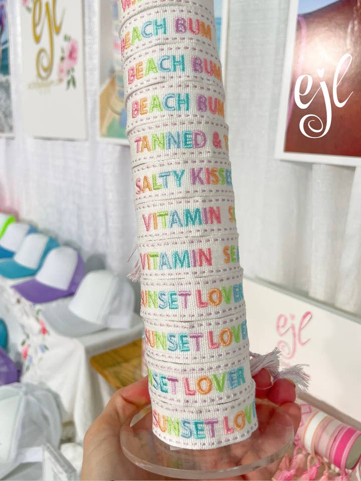 Beach Jewelry / Pastel Embroidered Beach Bracelets for wholesale by EstelleJoyLynn, LLC