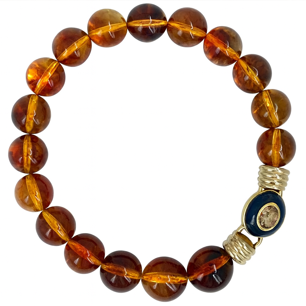 Michael Nash Jewelry - Wholesale Beaded/Pearl Necklace - Caroline Tortoise Resin Necklace with Topaz Faceted Stone Clasp0