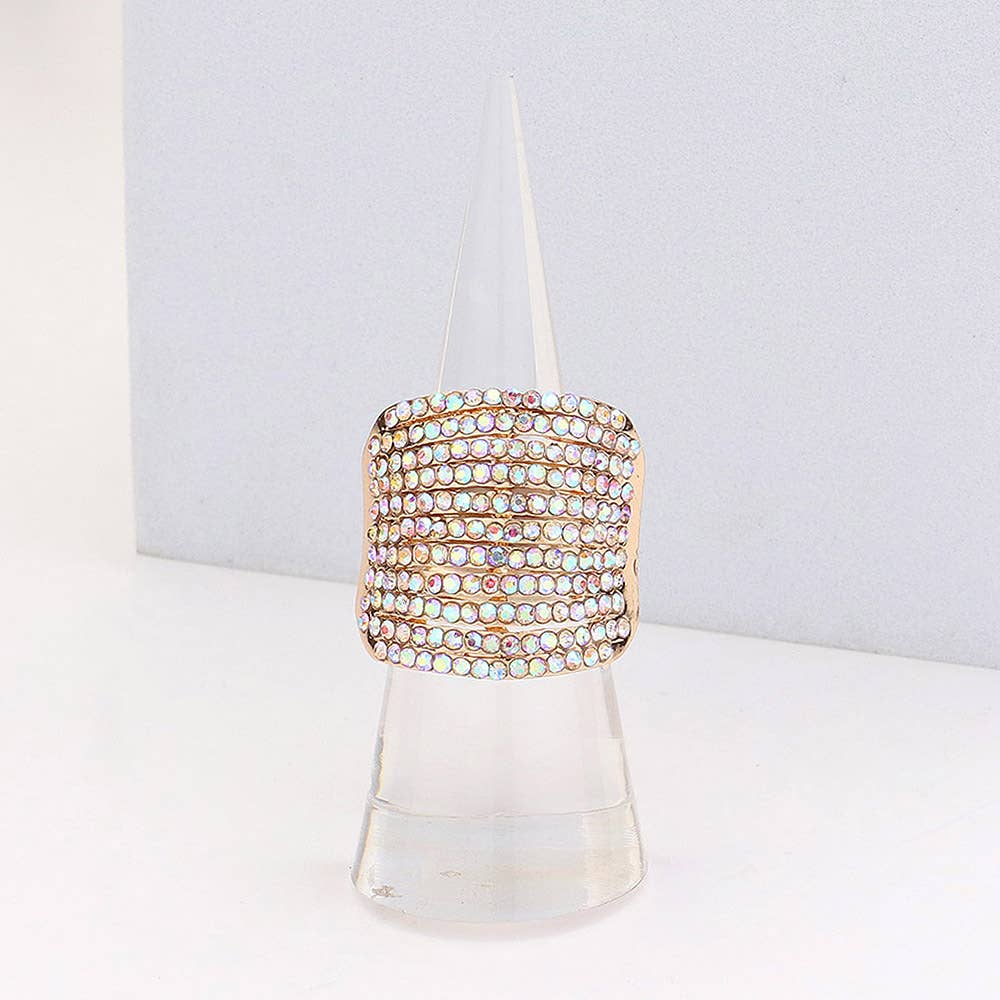 Sensibling Corp. - Wholesale Ring met meerdere stenen - Strass Pave stretchring met meerdere rijen7