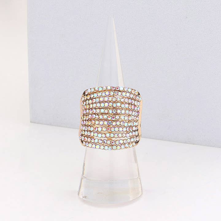 Sensibling Corp. - Wholesale Ring met meerdere stenen - Strass Pave stretchring met meerdere rijen7