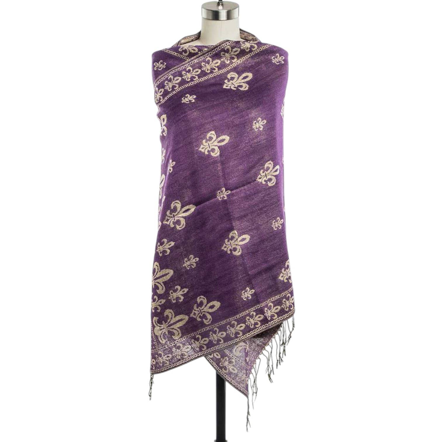 LA Jewelry Plaza - Wholesale Scarf - Women's - Fleur De Lis Print Pashmina Shawl Scarf1